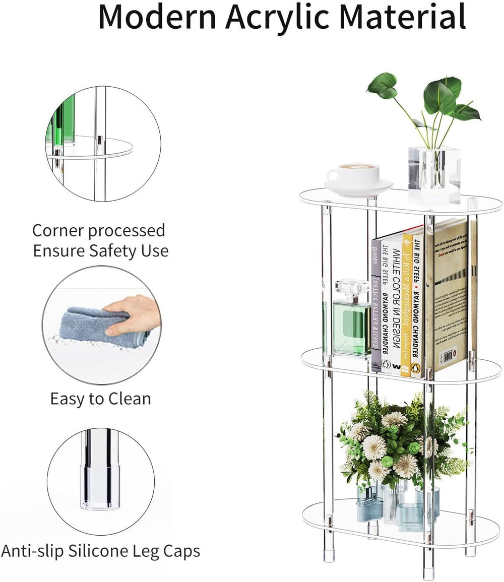 Clear Acrylic Narrow Side Table for Small Spaces, 15.75" L x 7.87" ...