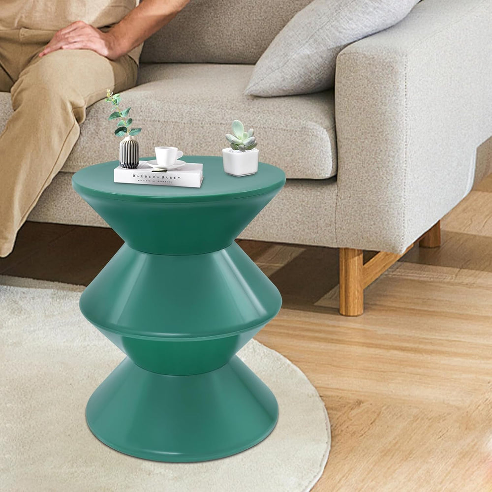 Side Table, Floor Standing Round Sofa Side Table, Modern Hourglass and Geomet...