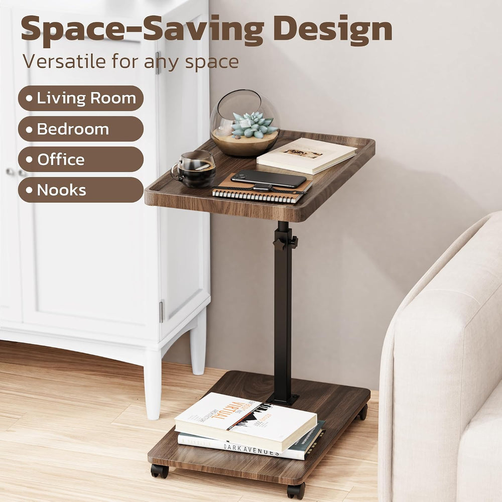 Large C-Shaped End Table, Swivel TV Tray, Couch Side Table Wood | Adjustable ...