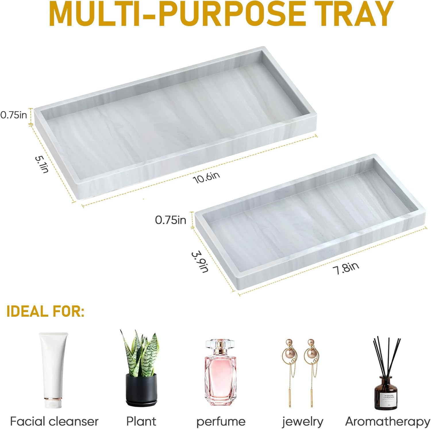 Bathroom Counter Tray,EG-SIPRO High-Grade Thickened Silicone Bathroom Vanity Tray,Shatterproof Durable Rectangle Bathroom Tray Soap Dispenser Tray for Bathroom Countertop,Small+Large (EGTRAY)