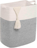 Tall Laundry Basket With Handles,Woven Cotton Rope Big Laundry Hamper Sorters,Versatile Storage for Dirty Clothes,Baby Toys,and Blankets in Bathroom, Nursery,and Living Room (Silver Gray, 50L)