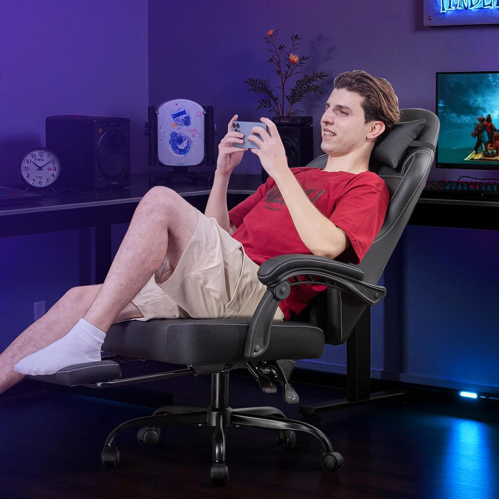 GTPLAYER Gaming Chair with Footrest, Recliner Chair with Headrest & Lumba...