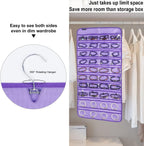 80 Pockets Hanging Jewelry Organizer for Holding Jewelries Dual-Sided Accessory Display Holder for Earrings Bracelets Rings (80 Pockets-Purple)