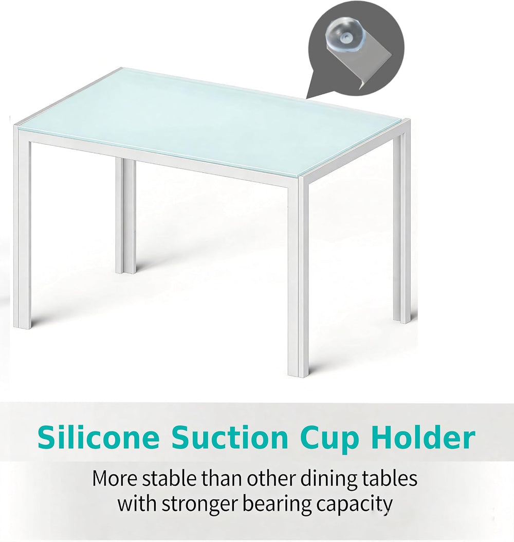 Gizoon White 5 Piece Glass Dining Table Set, Kitchen Table and Chairs for 4