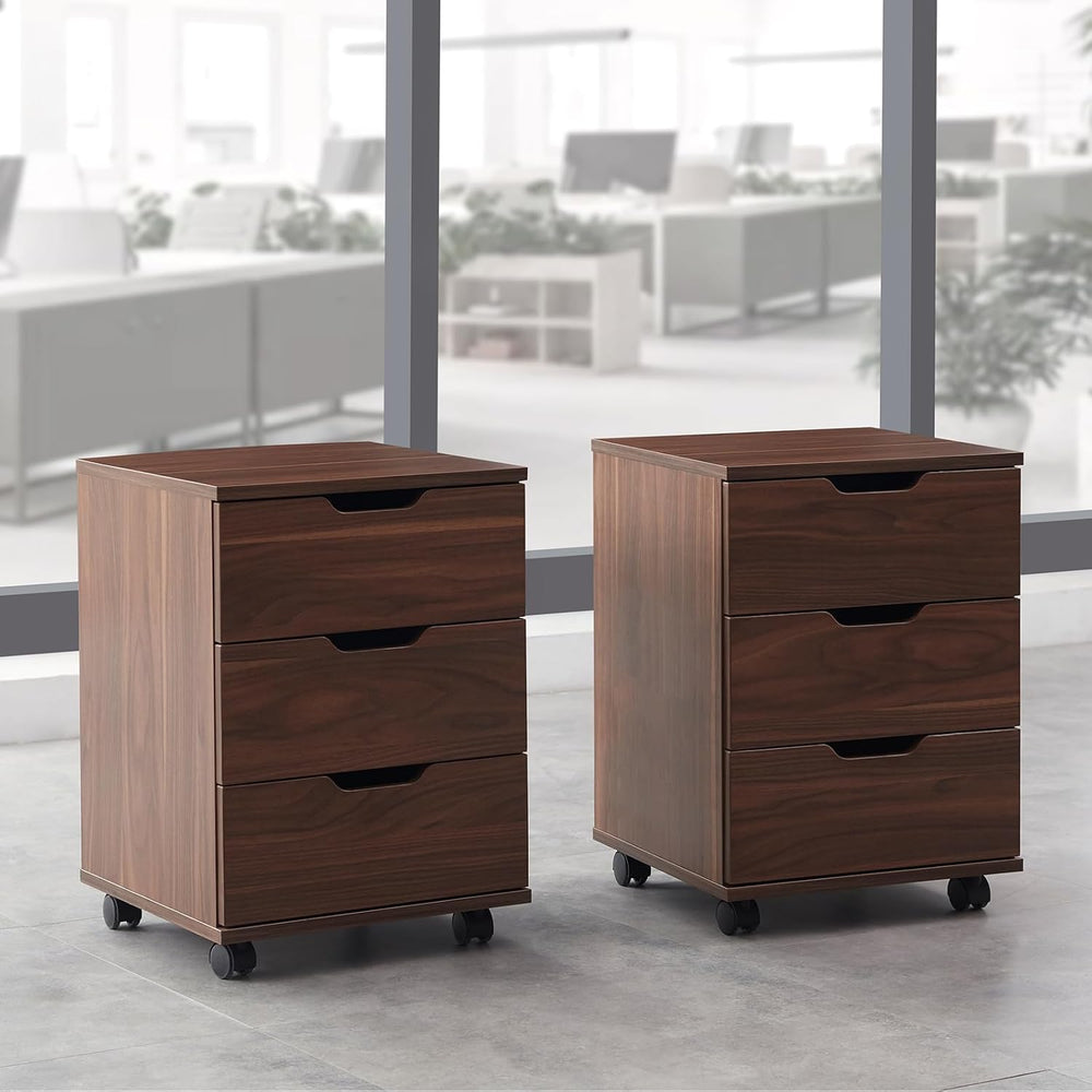 Farini Wood File Cabinet for Home Office,Under Desk 3 Drawer Mobile File Cabi...
