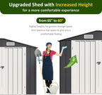 8x12 FT Outdoor Storage Shed, Metal Garden Tool Shed with Updated Frame Structure and Lockable Doors, Ideal for Backyard Garden Patio Lawn, Grey