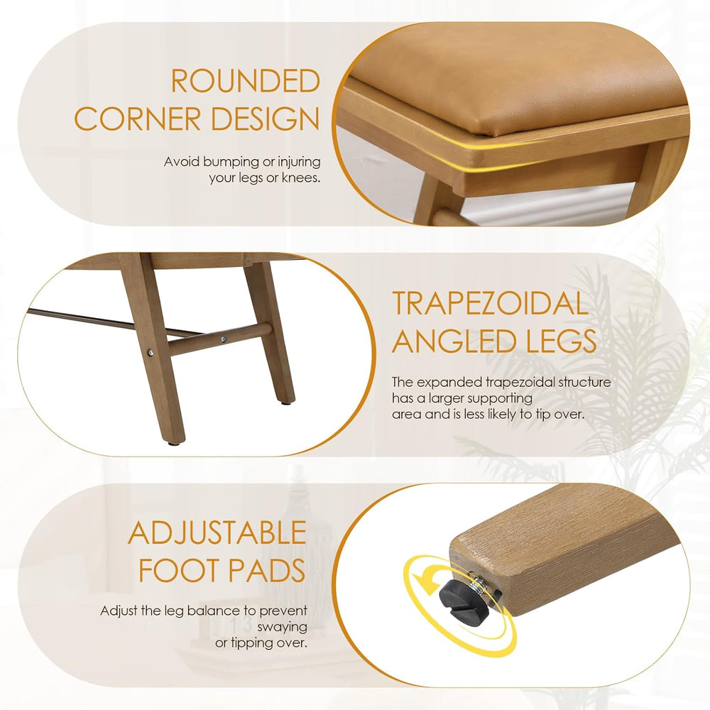 51'' Entryway Bench Leather Upholstered Shoe Benches Farmhouse Dining...
