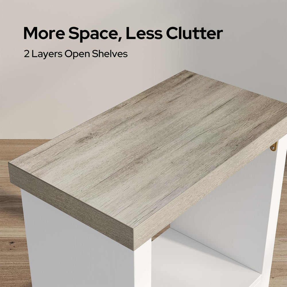 End Tables Set of 2 for Living Room, Narrow Side Tables with Storage Shelves,...