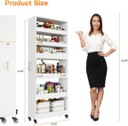 Slim Storage Cart, Lightweight 6 Tier Metal Rolling Utility Kitchen Cart on Wheels, Mobile Storage Shelving Unit Organizer for Bathroom Laundry Office Narrow Places (White, 10" D)
