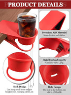 Kalolary 2-Pack Table Edge Cup Holder - Versatile Clip for Drinking Cups, Mugs & Bottles - Ideal for Home, Office & School (Red)
