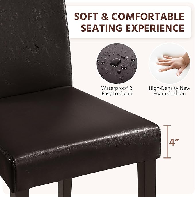 Yaheetech Dining Chairs Set of 2 Faux Leather Modern Dining Room Chairs with ...