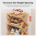 Simcat Wood Shoe Rack Foldable Shoe Organizer Shoe Storage for Small Spaces Free Standing Shelf for Entryway, Bedroom, Garage (3 Tiers,Primary Colors)