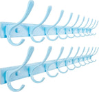 SKOLOO Coat Rack Wall Mounted - 10 Hooks, Pack of 2, Heavy Duty, Stainless Steel, Metal Coat Hanger, Sturdy Wall Hooks for Hanging Coats, Jacket, Clothes, Hat, Blue