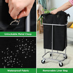 Laundry Basket with Wheels, Rolling Laundry Hamper with Removable Bag, 100L Laundry Sorter Cart, Tall Narrow Slim Clothes Hamper Organizer with Sturdy Metal Frame, Black+Silver