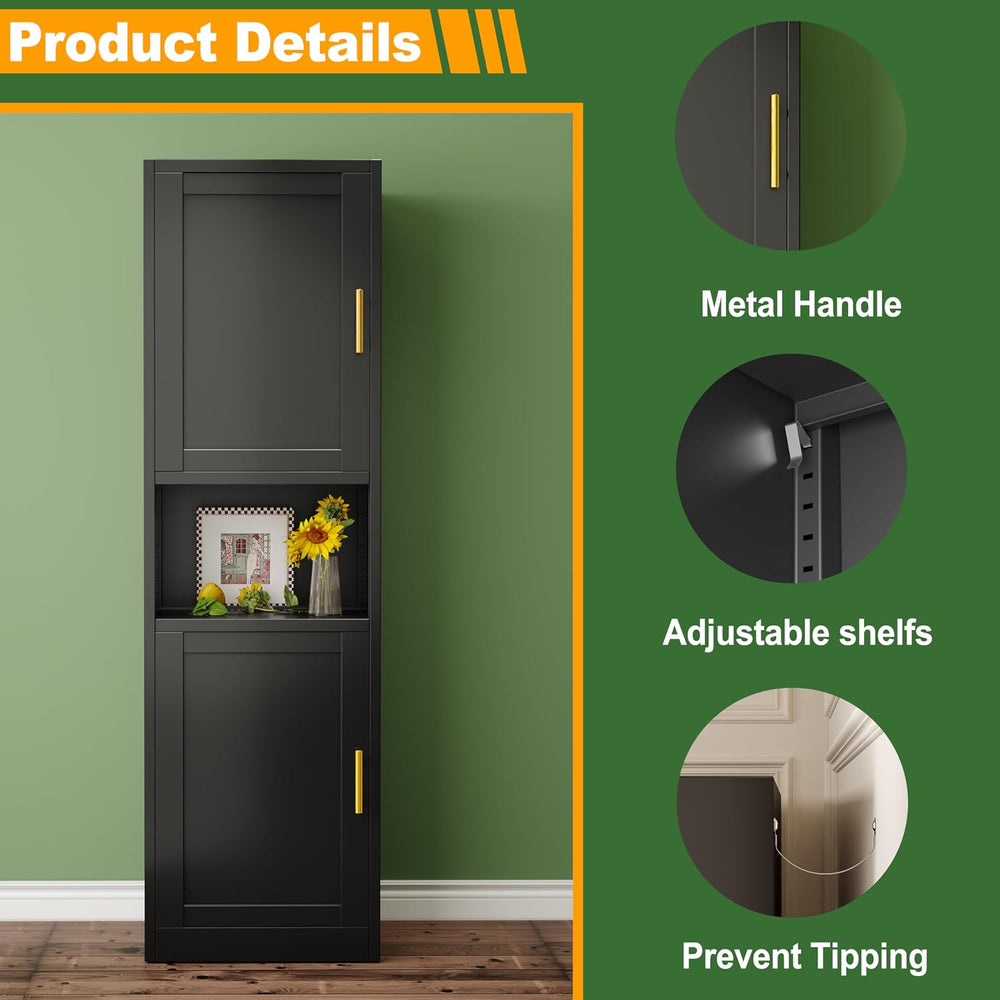 Ckzbx Tall Narrow Storage Cabinet 66.93" H Tall Bathroom Cabinet Metal P...