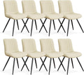 Dining Chairs Set of 8, Modern Dining Chairs with Thick Cushions, PU Leather Upholstered Kitchen Dining Room Chairs with Metal Legs for Dining Living Room (Khaki)