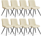 Dining Chairs Set of 8, Modern Dining Chairs with Thick Cushions, PU Leather Upholstered Kitchen Dining Room Chairs with Metal Legs for Dining Living Room (Khaki)