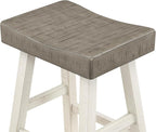 Lexicon Bar Table Set for 3, Small Kitchen Table Set Kitchen Island Table with 3 Saddle Bar Stools, 4 Piece Dining Table Set for Breakfast Nook, Living Room, Apartment, Pub Height, White/Coffee