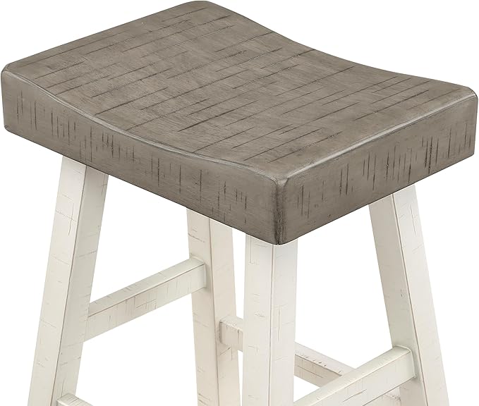 Lexicon Bar Table Set for 3, Small Kitchen Table Set Kitchen Island Table with 3 Saddle Bar Stools, 4 Piece Dining Table Set for Breakfast Nook, Living Room, Apartment, Counter Height, White/Coffee