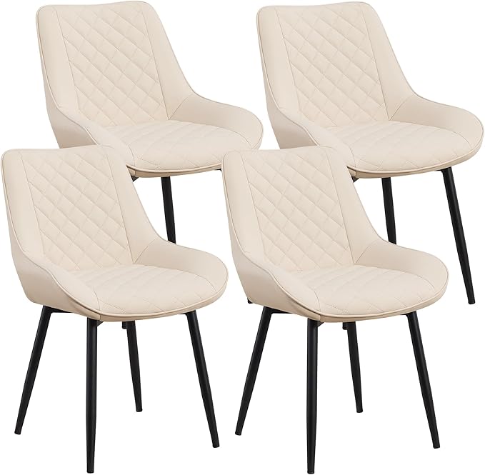 Dining Chair Set of 4, Modern Dining Chairs with Thick Cushions, Faux Leather...