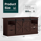 JUMMICO TV Stand with 4 Drawers for 65 Inch TV, Farmhouse Entertainment Center with Storage and Sliding Barn Doors, Rustic Media TV Console Cabinet with Shelves for Living Room Bedroom (Rustic Oak)