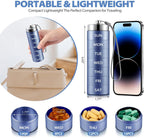 Metal Weekly Pill Organizer, Large Travel Pill Box, Portable Aluminum Alloy Waterproof Container, 7 Day Daily Medicine Organizer Holder for Vitamin, Fish Oil, Supplement, Dark Blue