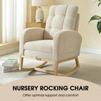 NIOIIKIT Modern Nursery Rocking Chair, Teddy Upholstered Rocking Chair with Footrest, Comfortable Rocker Recliner with Side Pocket, Rocker Glider for Living Room, Bedroom, Nursing Room (Beige)