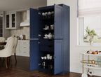 Palace Imports Solid Wood Kitchen Pantry Cabinet - 71.5" Tall x 32" W - Wooden Storage Cabinet w/ 4 Shaker Doors, 2 Drawers & 4 Adjustable Shelves, Navy Blue, 100% Eco-Friendly Wood, Made in Brazil