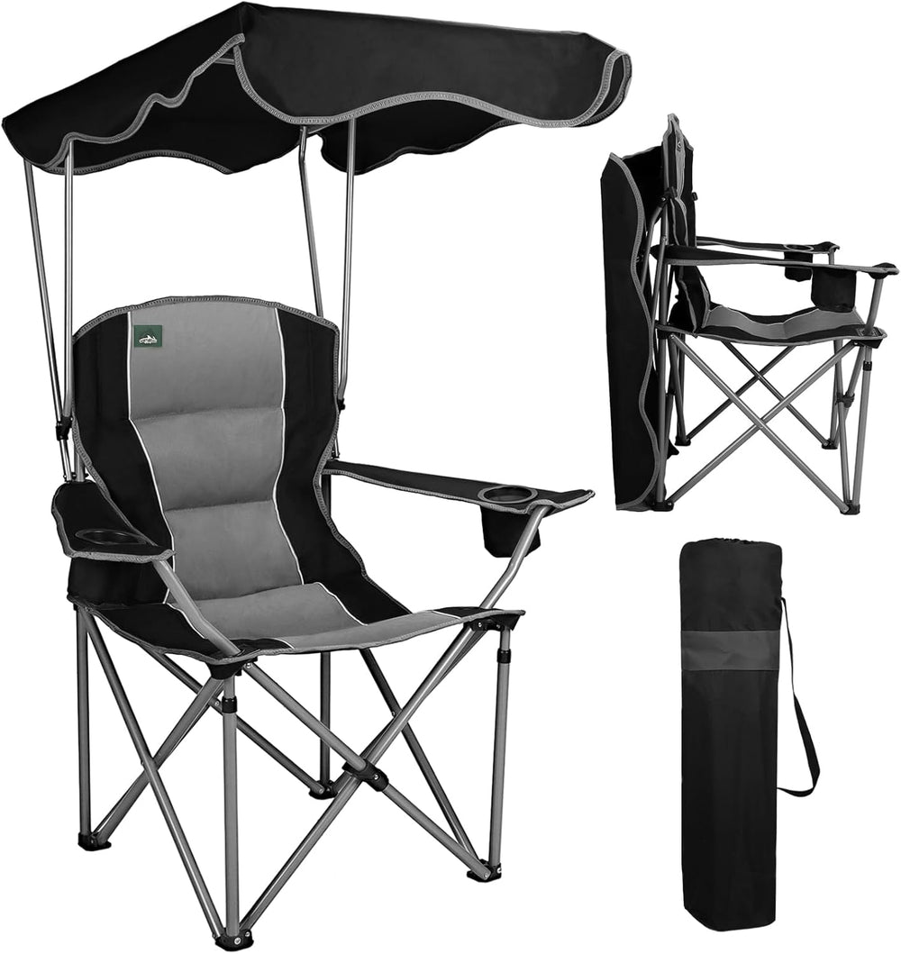 Northroad Folding Camping Chairs with Canopy Shade, Beach Chair w/Cup Holders...