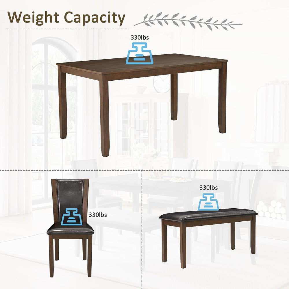 LUMISOL Farmhouse Dining Table Set for 6, Solid Wood Kitchen Table Set with 4...