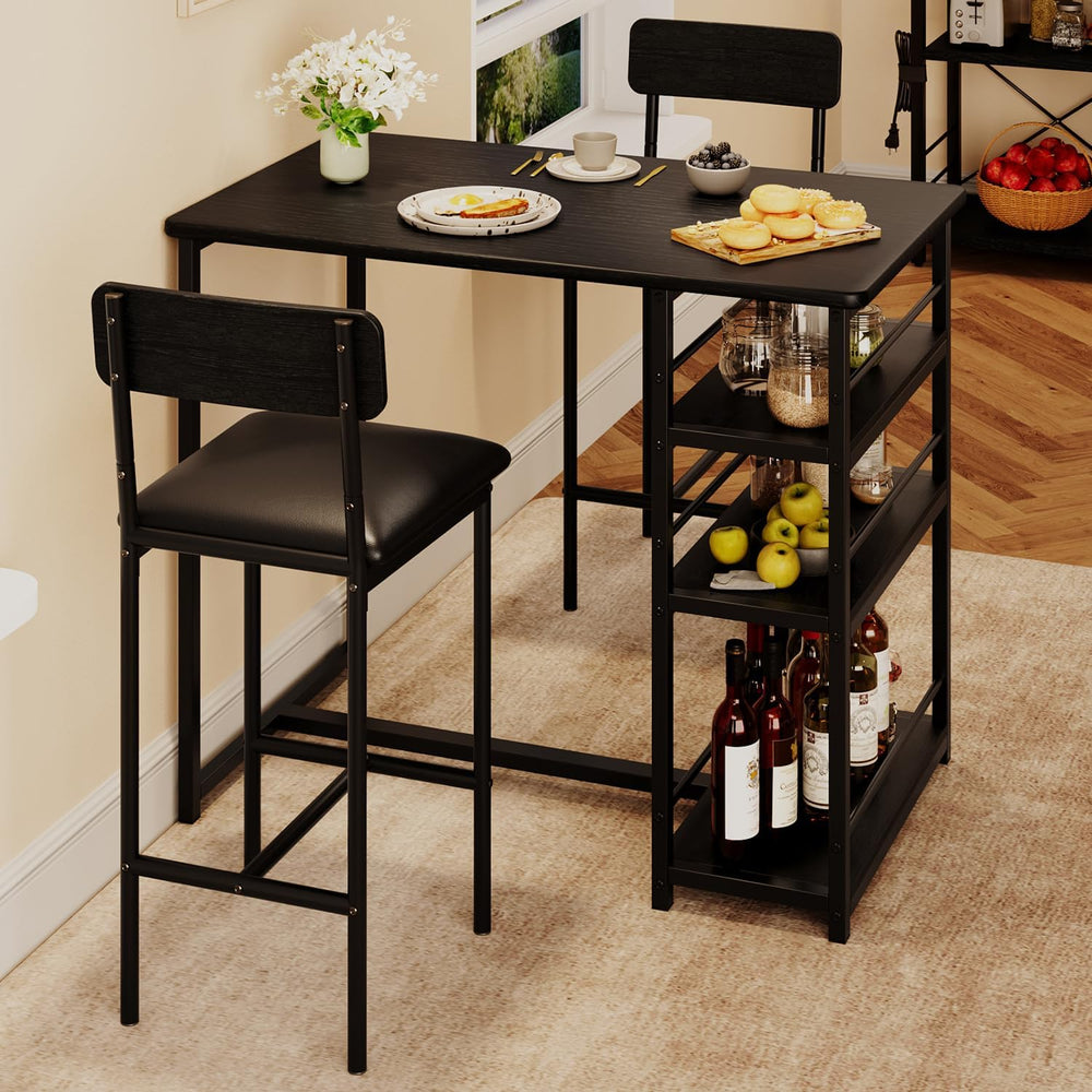 IDEALHOUSE Dining Table Set for 2, Counter Height Kitchen Table and Chairs, B...