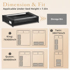 Under Bed Storage with Wheels 2-Pack，Under Bed Storage Containers XXL，Underbed Shoes Storage with Clear Lid,Rolling UnderBed Metal Drawer for Clothes Blankets Easy Pull-out Black