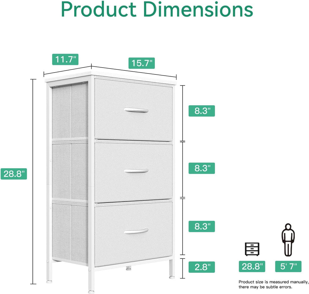 AODK Small Dresser for Bedroom Nightstand with 3 Storage Drawers, White | Che...