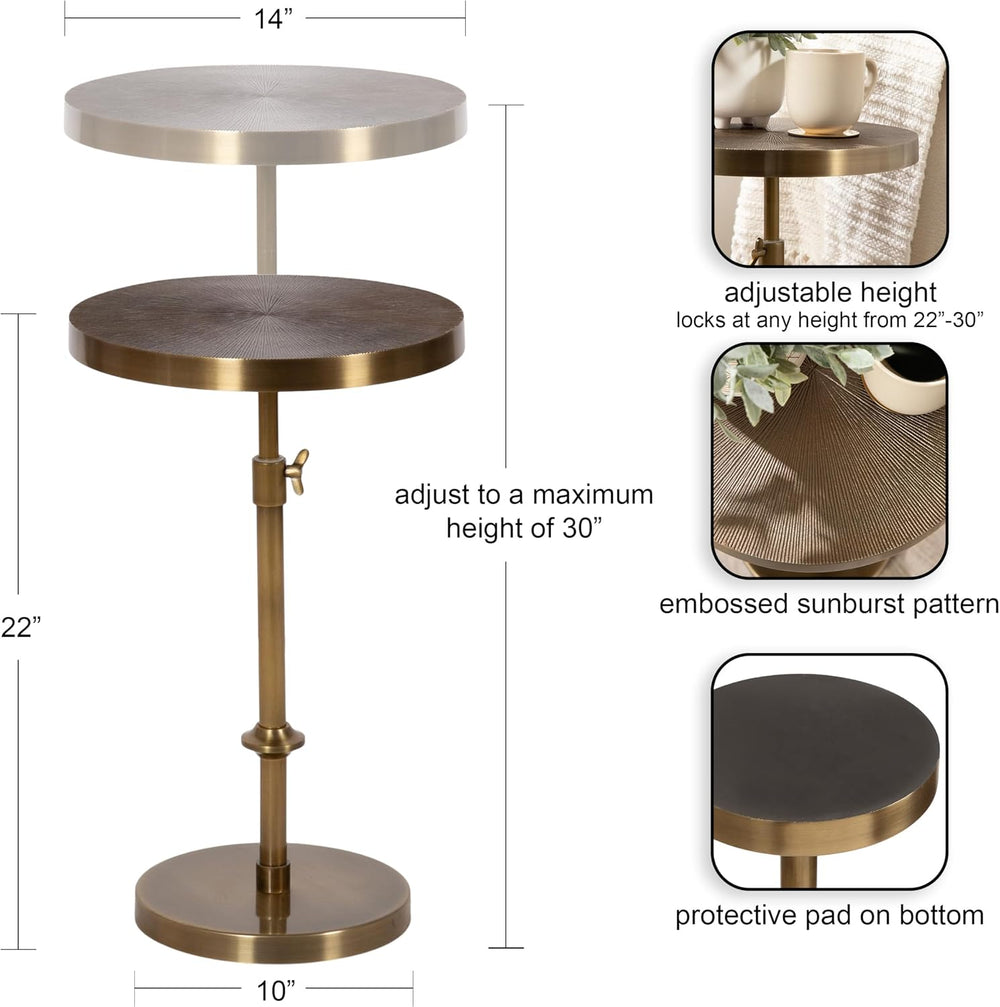 Kate and Laurel Engles Traditional Adjustable-Height Pedestal Side Table; 14 ...