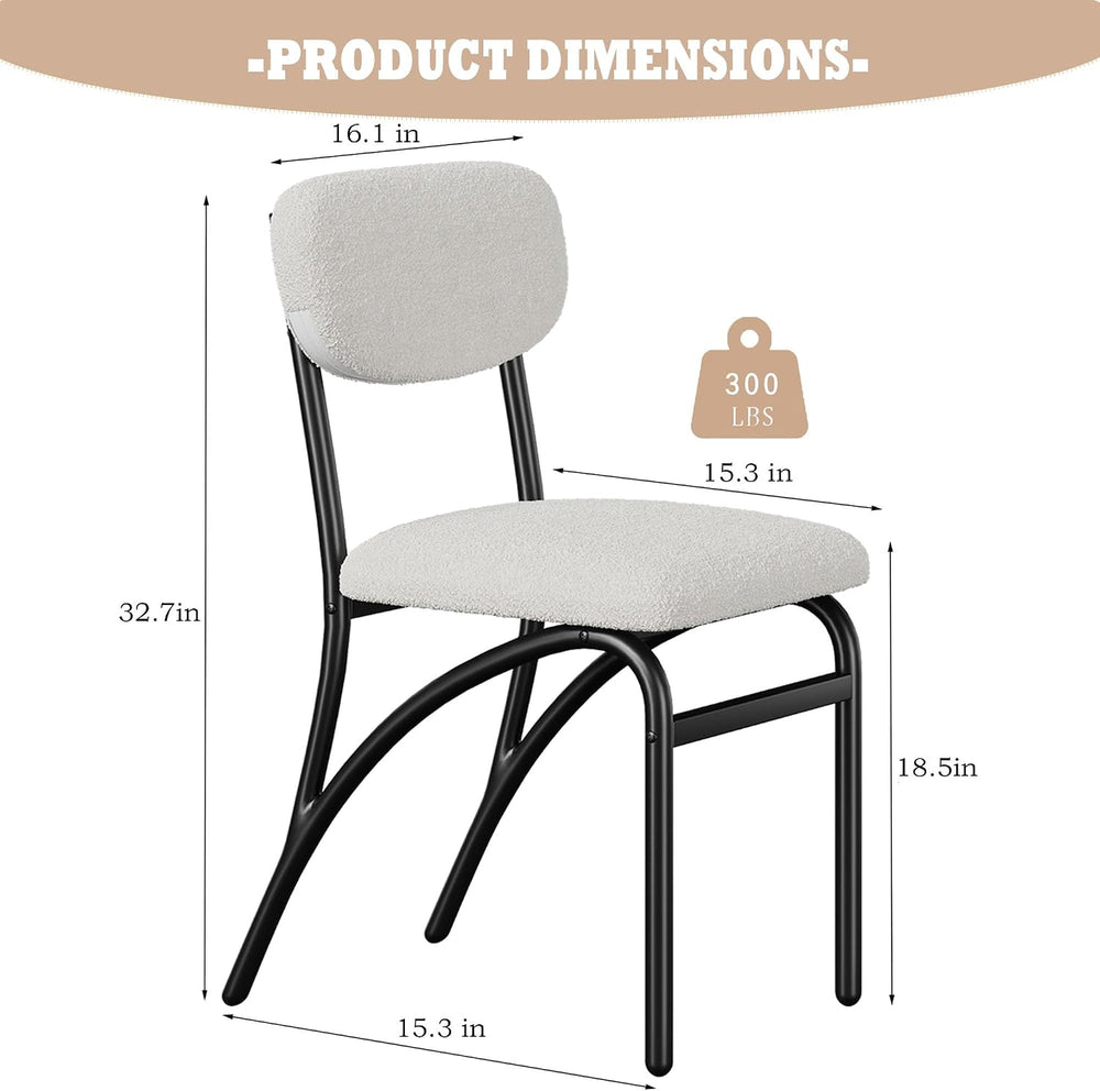 GarveeHome Beige Dining Chairs Set of 4, Boucle Upholstered Kitchen Chair, Mo...