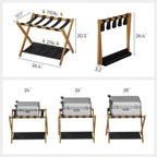 Smart FENDEE Luggage Rack, Folding Luggage Rack for Guest Room, Walnut Bamboo Suitcase Stand Holds up to 131 lb, Luggage Stand with Storage Shelf for Hotel, Bedroom (1 Pack)