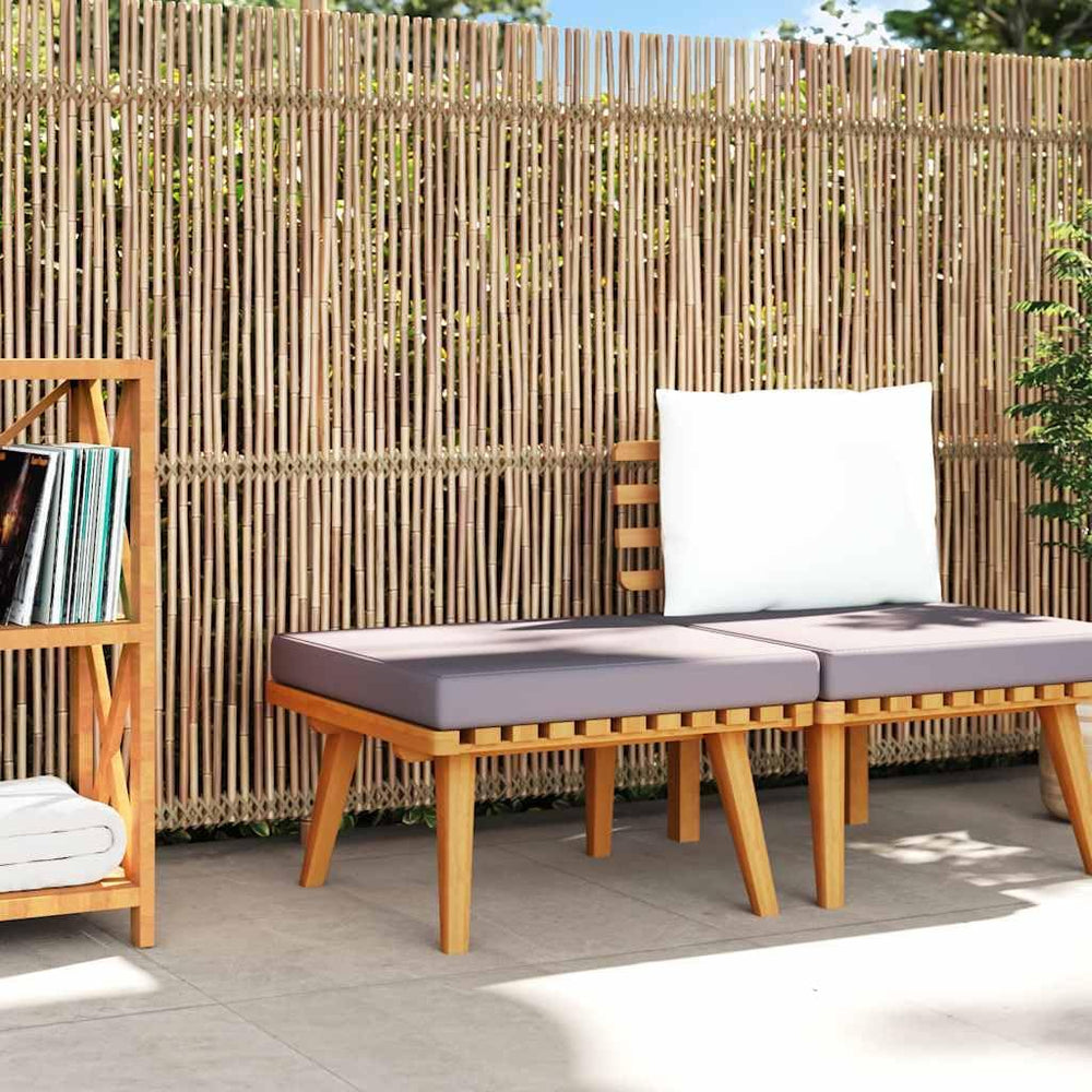 Outdoor Patio Footstool with Thickly Padded Cushion, 23.6x23.6 Inch Solid Aca...