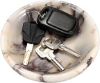 Hipiwe Decorative Key Holder for Entryway Table Round Key Bowl Marble Nightstand Organizer for Candle Jewelry Tray for Earrings Necklaces