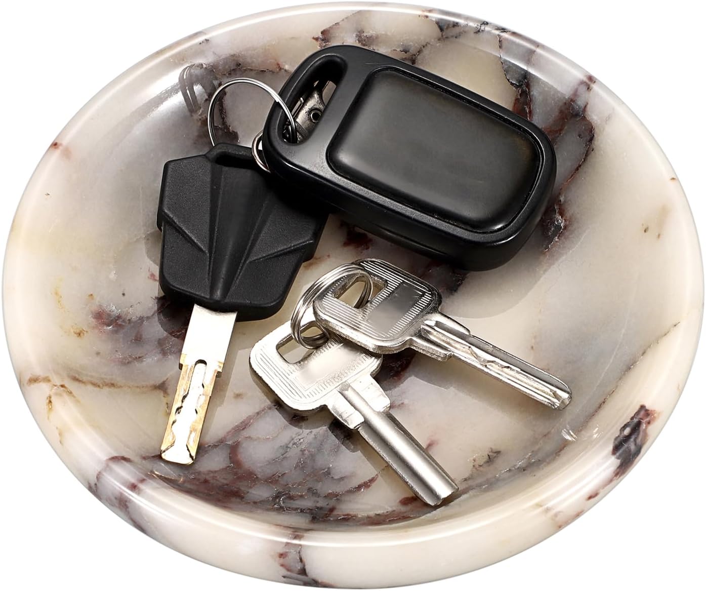 Hipiwe Decorative Key Holder for Entryway Table Round Key Bowl Marble Nightstand Organizer for Candle Jewelry Tray for Earrings Necklaces
