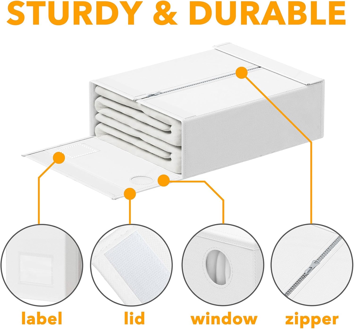 SpaceAid 8 Pack Bed Sheet Organizers and Storage, Foldable Organizer for Linen Closet, Sheets Set Folder Keeper with Window XL (Queen & King Size) Organizing Bedding Container, White 91ZDSN-SL24-W8
