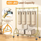 EAGMAK Heavy Duty Clothes Rack Load 420 LBS, Rolling Garment Rack with Lockable Wheels, Standing Metal Clothing Rack, Portable Wardrobe Sturdy Coat Rack for Hanging Clothes (Gold, 47.2″×18.9″×63″)