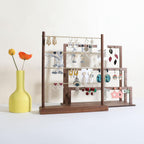 GemeShou Walnut earrings display stand for selling, wooden jewelry earring organizer shelf, wood earring storage organizer rack for boutique store【Earring shelf-Large】