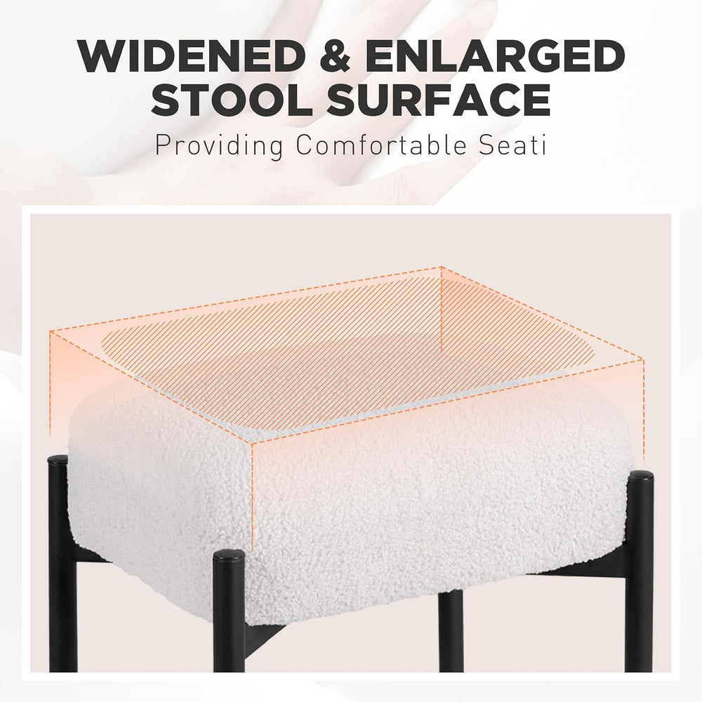 Vanity Stool Chair Faux Fur, 16.3" L x 12.8" W x 17.3" H Soft ...