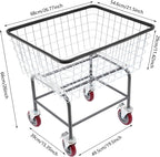 Steel Wire Laundry Cart, Wire Laundry Basket Cart with 4" Casters, Heavy Duty Commercial Rolling Laundry Basket for Clothes Storage, 26.77"D x 21.5"W x 26"H