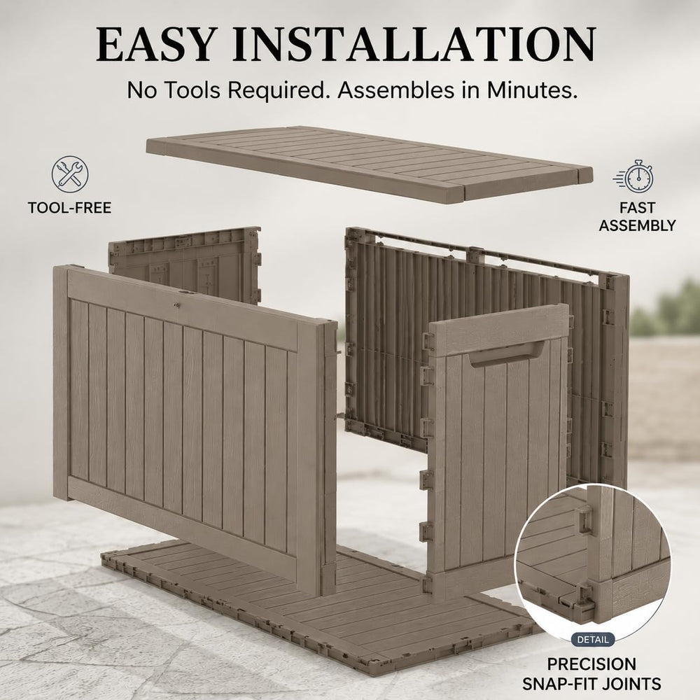 300 Gallon Outdoor Storage Box Resin Deck Box All Weather Waterproof Large Lo...