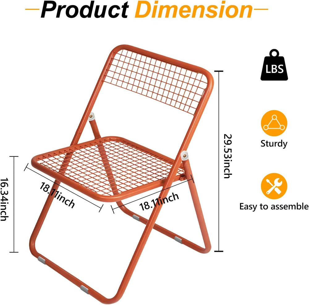 JPBSTO 2 Pack Folding Chair,All Orange Color,Single Piece,Foldable Space - Sa...