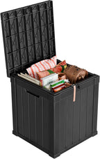 51 Gallon Resin Deck Box, Lockable Patio Outdoor Storage Box for Furniture, Garden Tools and Tools Storage, Waterproof Outside Storage Boxes - Black