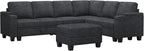 Belffin Chenille Modular Sectional Sofa Convertible L Shaped Corner Couches for Living Room with Storage Armrest with Cup Holder Dark Grey Couch