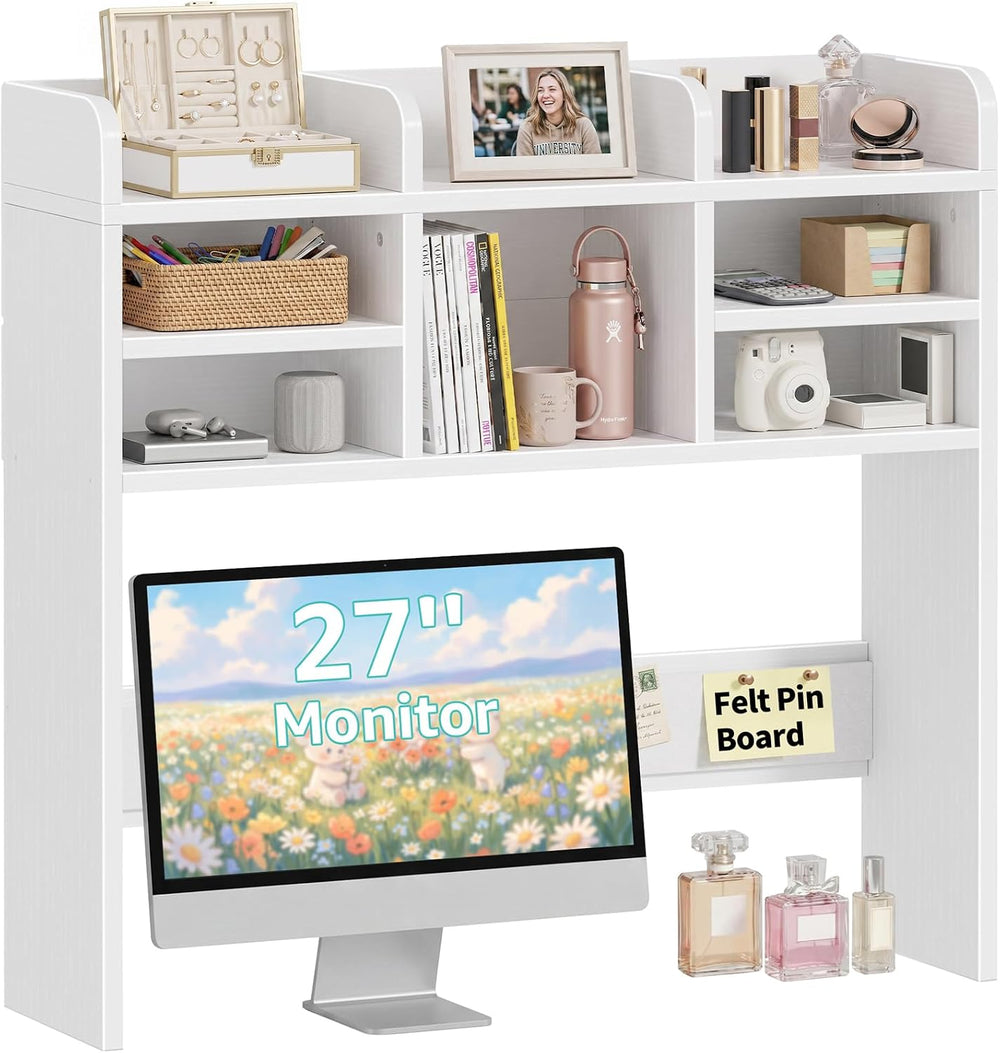 37 Inch White Desk Hutch Dorm Top Only with Felt Board for College