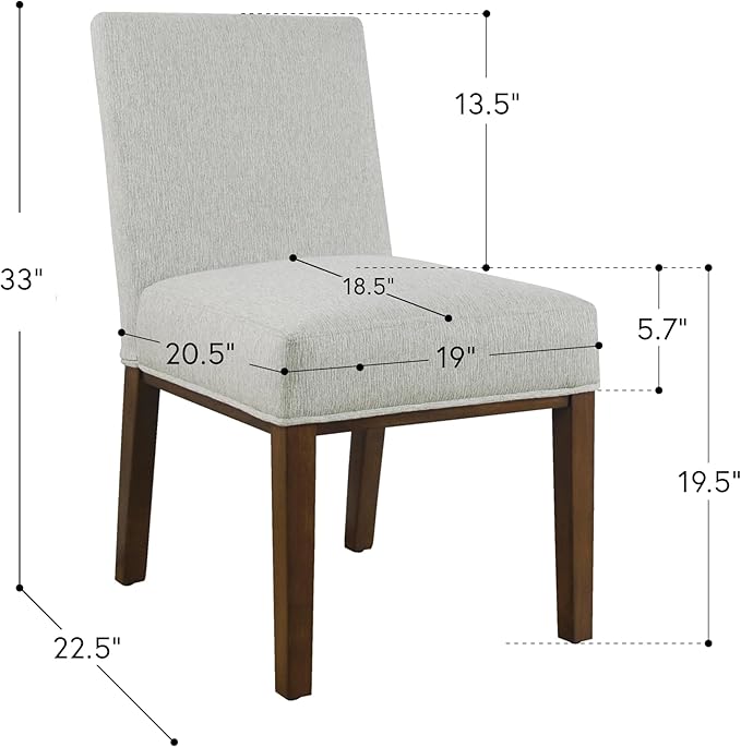 HomePop Kolbe Upholstered Dining Chair - Sustainable Gray Woven, 19.5" Seat Height, Ideal for 29-31 Inch Tables (Single Pack)